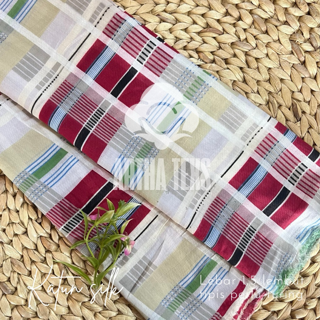 kain katun silky premium motif kotak tartan