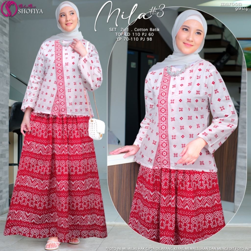 MILA SETELAN TUNIK ROK BATIK ORI SHOFIYA BAJU KONDANGAN RESEPSI LAMARAN