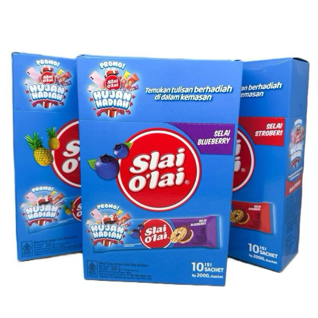 

SLAI OLAI ISI 10 PACK RASA BLUEBERRY, STRAWBERRY, NANAS @320GR Biskuit Manis Creamy