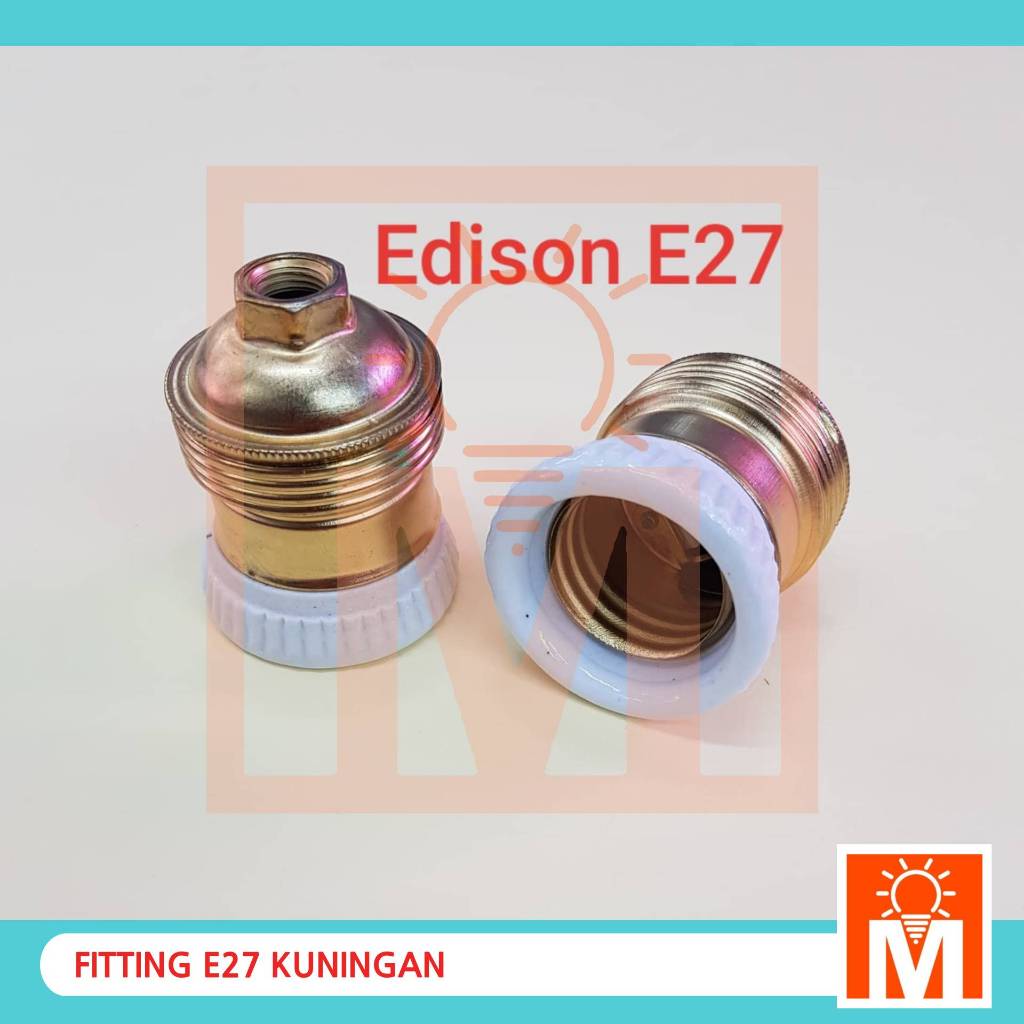 Fitting Lampu E27 / E26 Bahan Porselen dan Plat besi