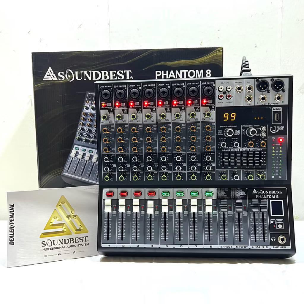 Mixer Soundbest Phantom 8 Original Mixer Soundbest 8 Channel Bluetooth usb