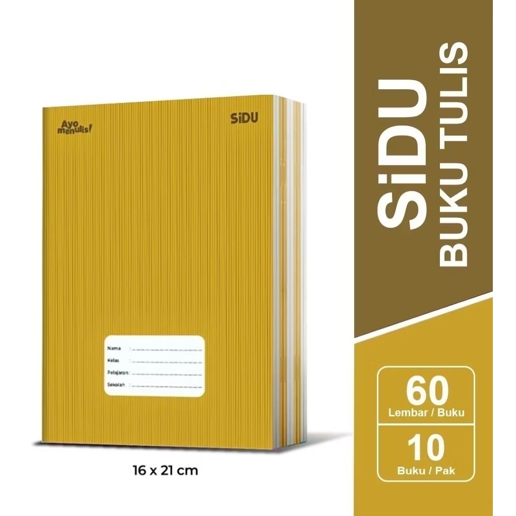 

Sidu Buku Tulis 60 LEMBAR sampul Kraft Coklat / Craft Cover (1 PACK) isi 10 BUKU
