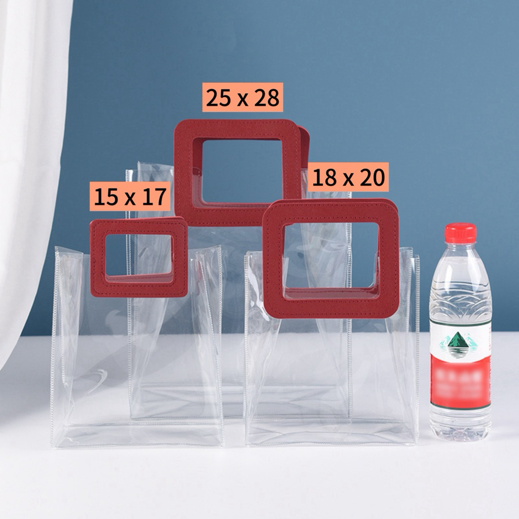 

Googie bag doff handle PVC gift bag souvenir bag square handle / tas mika transparan pvc kantong hand bag tote bag