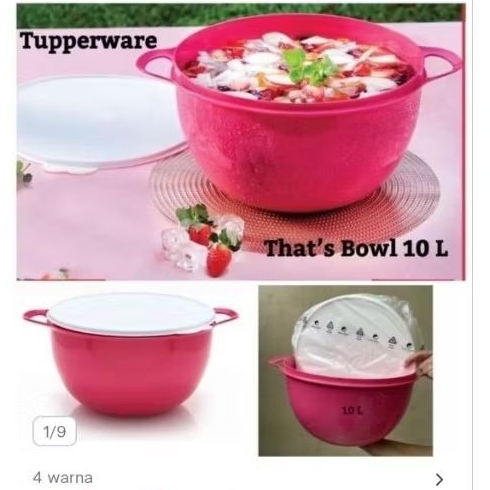 baskom import  besar pink Tupperware 10L