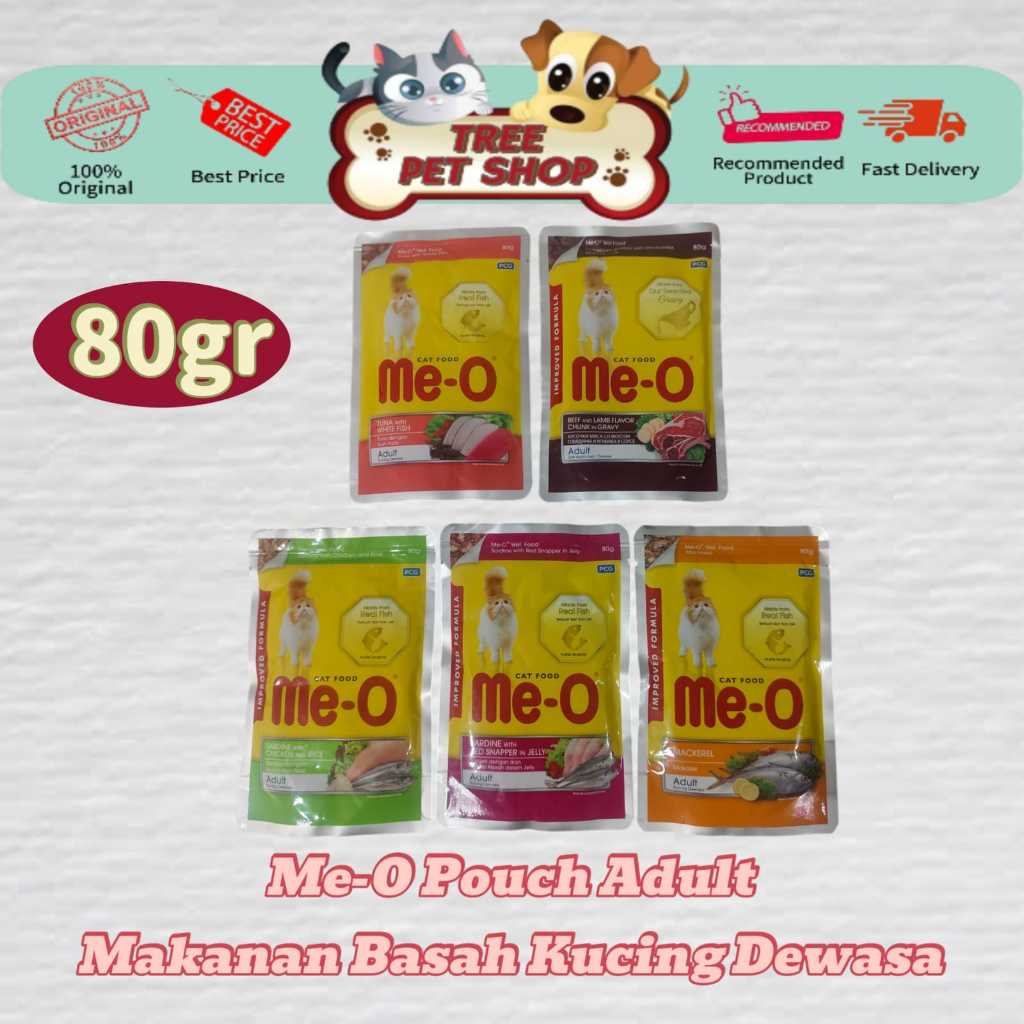Meo Pouch 80gr All Variian Wetfood Makanan Basah Kucing / Meo Pouch Adult Kucing Dewasa