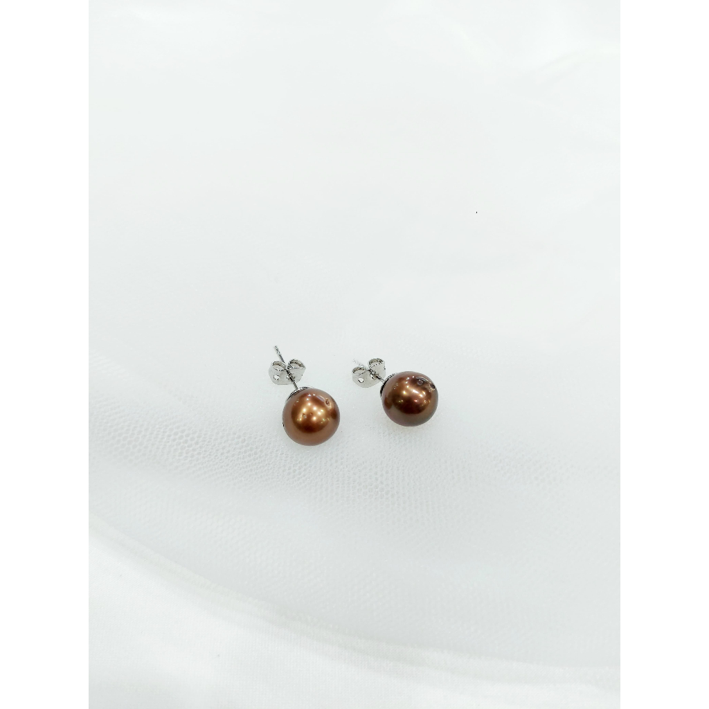 Giwang rhodium mutiara air laut