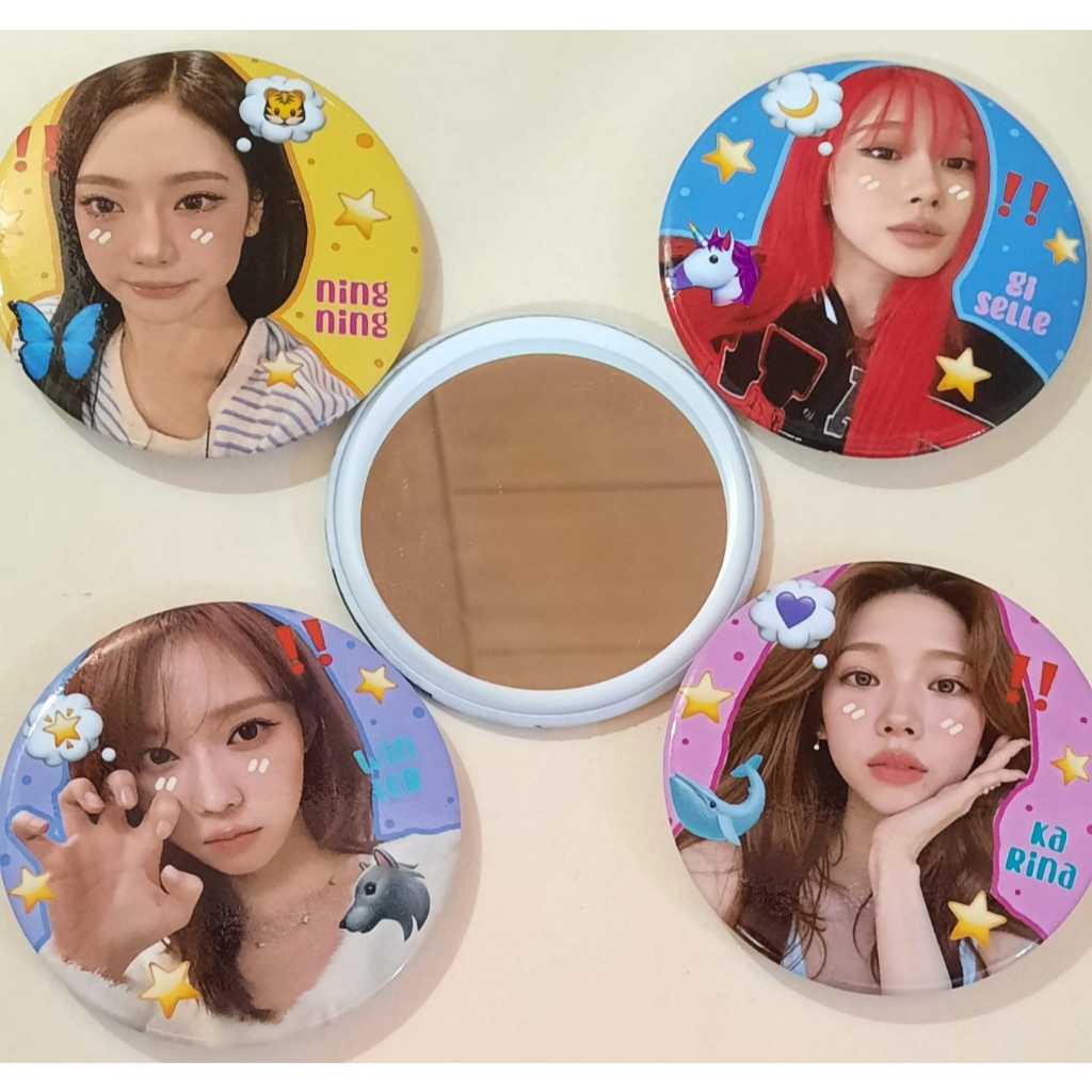 Freebies Kpop Konser Fan Meeting Aespa/Freebies Hand mirror Cermin Mini AESPA/Bisa custom desain sen
