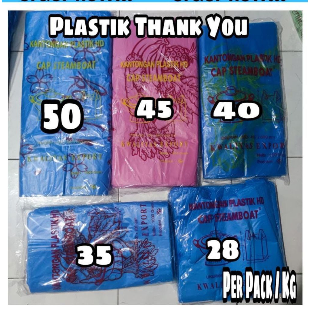 Plastik Thank You Loundry Cap Steamboat Per Pack 1 Kg Kualitas Mantap