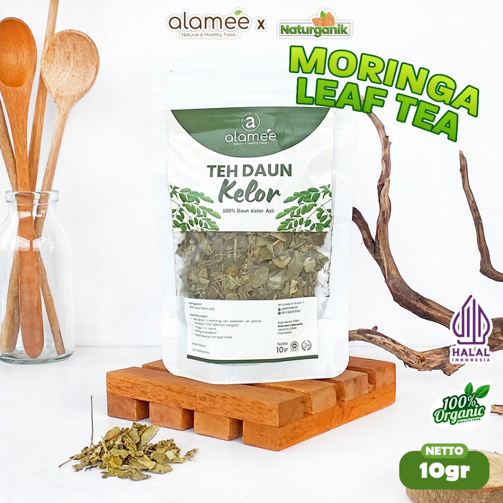 

ALAMEE Daun Kelor Kering Teh Herbal Alami Moringa Tea Flower Asli Organik Premium 10gr Naturganik