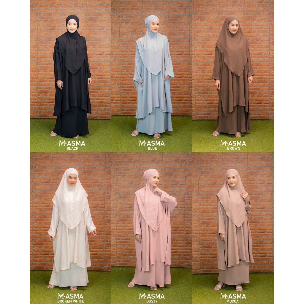 MAREMA - ASMA SET (TUNIC + ROK + KHIMAR) - SET UMROH BAHAN CRINGCLE BLUE