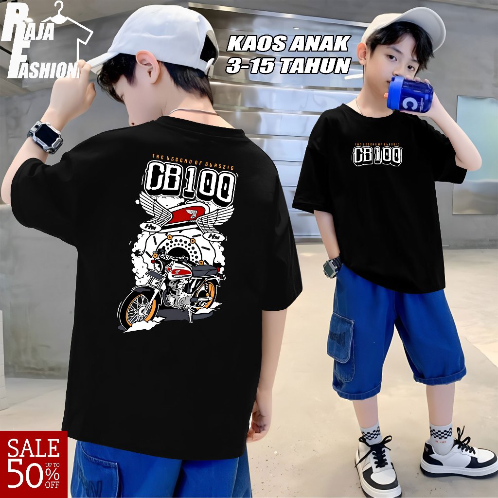 Kaos Anak Motif CB 100 CLASSIC / BAJU HONDA CB100 KLASIK / T-Shirt Honda CB Klasik Viral Terbaru