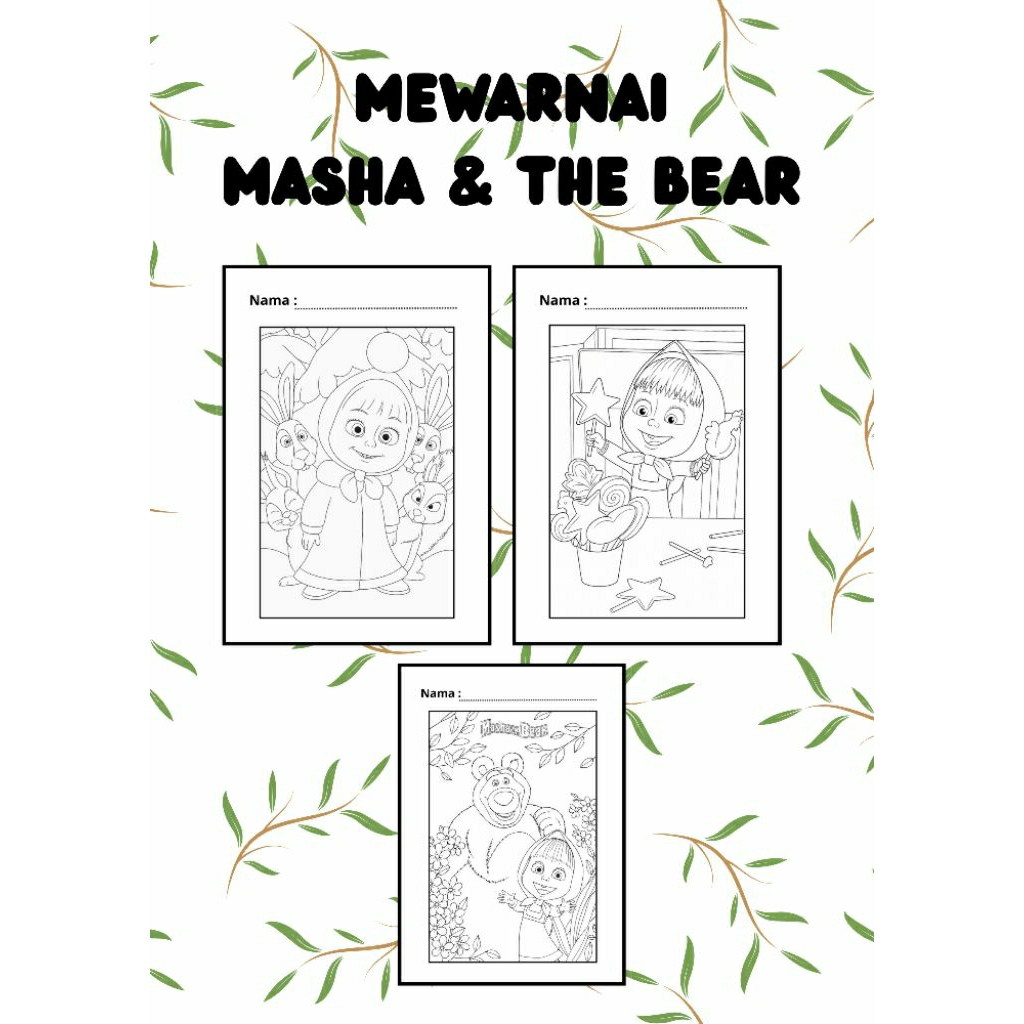 

25 Halaman Mewarnai Tema Masha & The Bear