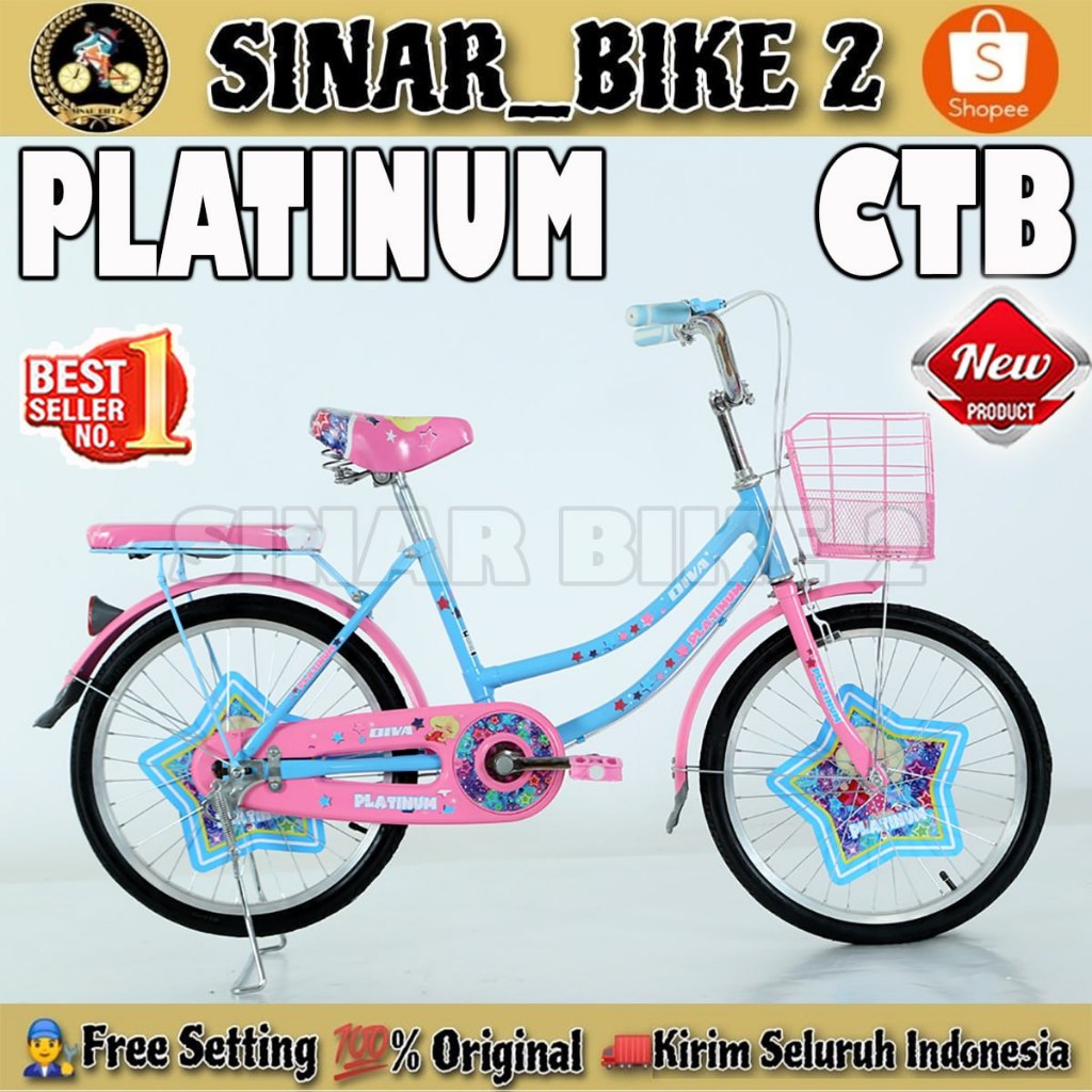 Sepeda Mini Keranjang PLATINUM DIVA Ukuran 20 Inch
