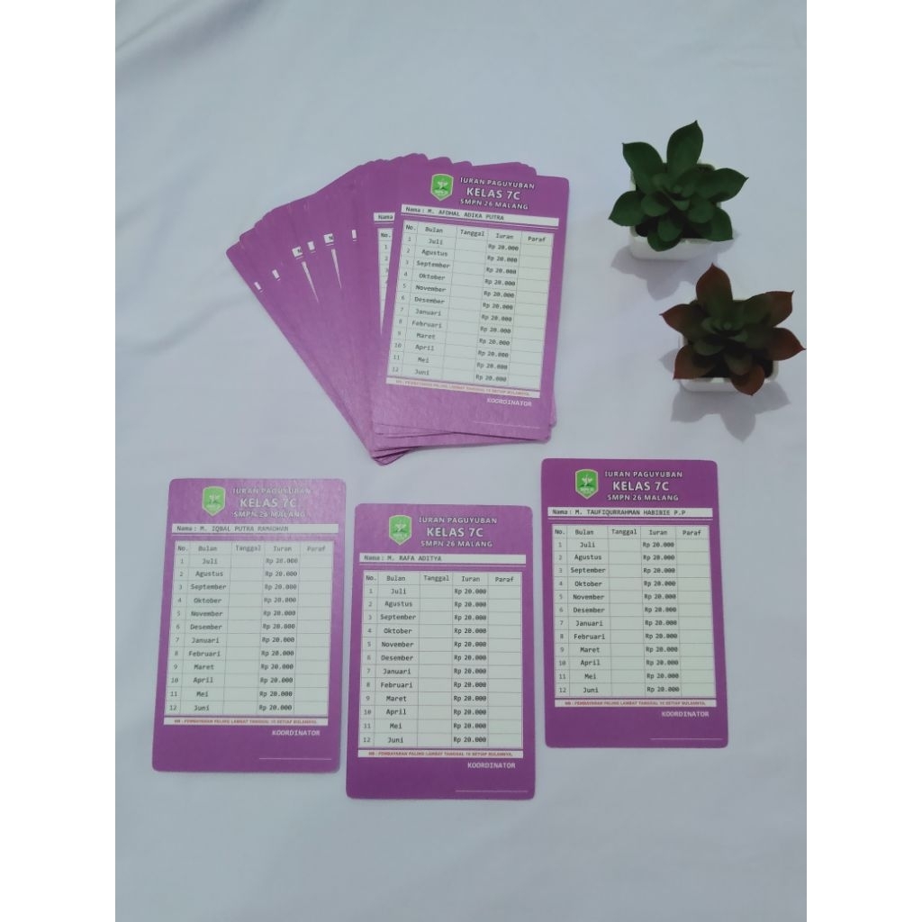 

Kartu Iuran Tebal / 1 paket isi 9pc