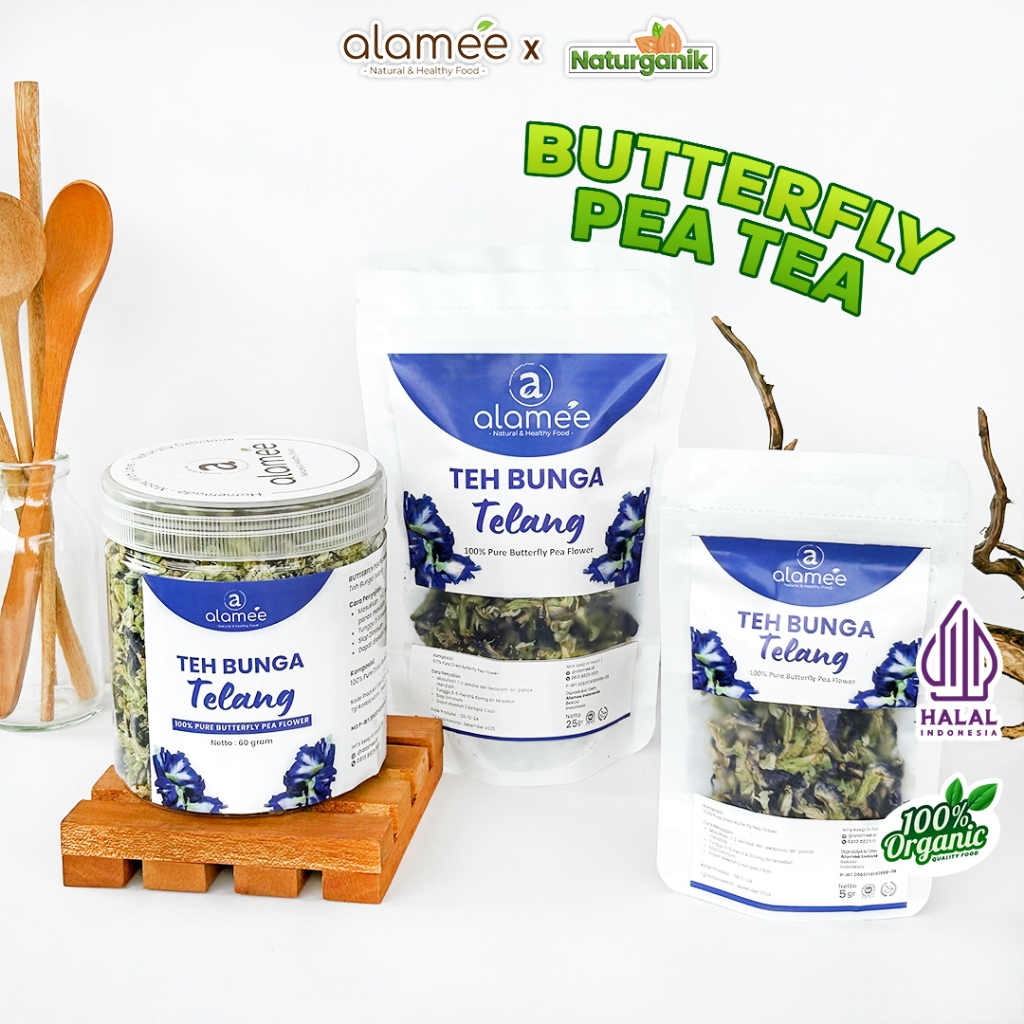 

ALAMEE Teh Bunga Telang Butterfly Pea Tea Kering Organik Herbal Dried Flower Premium Naturganik