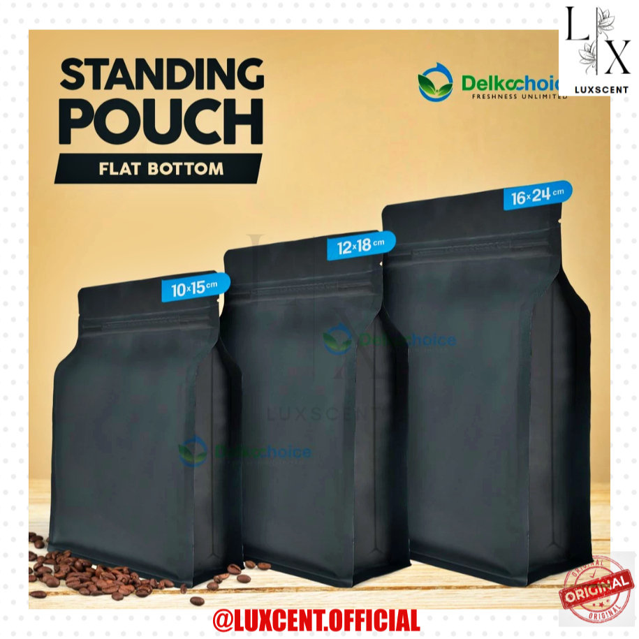 LUXSCENT [NON VALVE] Kemasan Biji Kopi / Bubuk Kopi Standing Pouch Flat Bottom + Non Valve Kemasan K