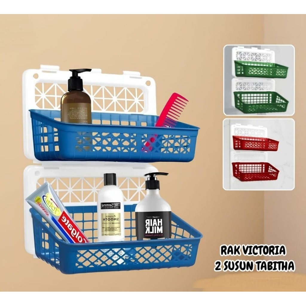 Victoria Rak Sabun Kamar Mandi Plastik 2 Susun Tabitha VCT50, Rak Keranjang Plastik Kamar Mandi 2 Su