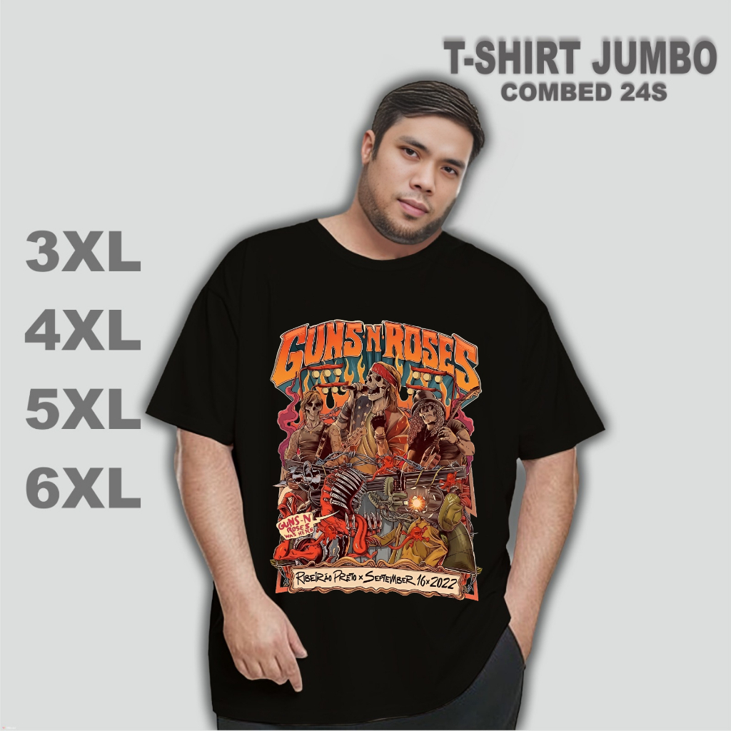 Zuro - Kaos Band Jumbo Guns N Roses Oren T-shirt big size big catton combed 24s unisex