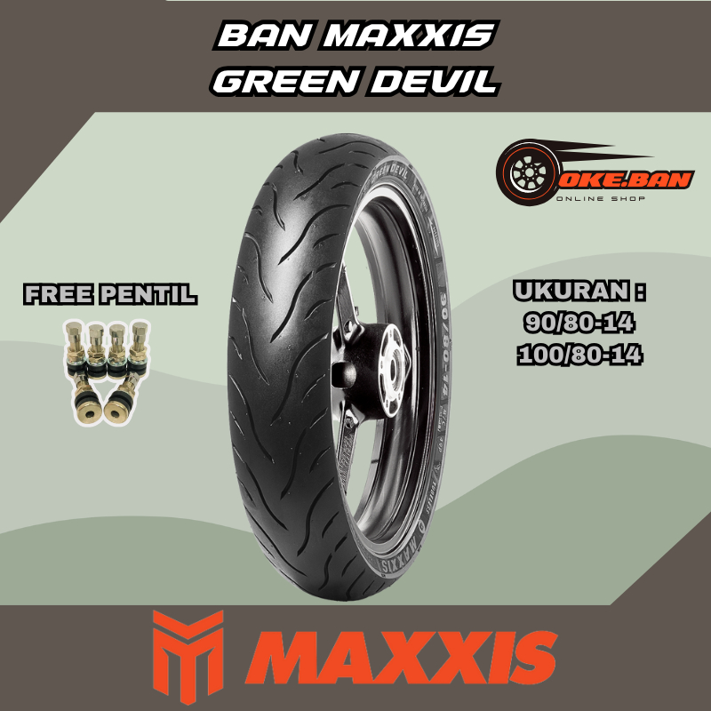 BAN MAXXIS GREEN DEVIL RING 14 (-90-80-14-100-80-14-) BAN MAXXIS RING-14 BAN LUAR MOTOR MATIC VARIO 
