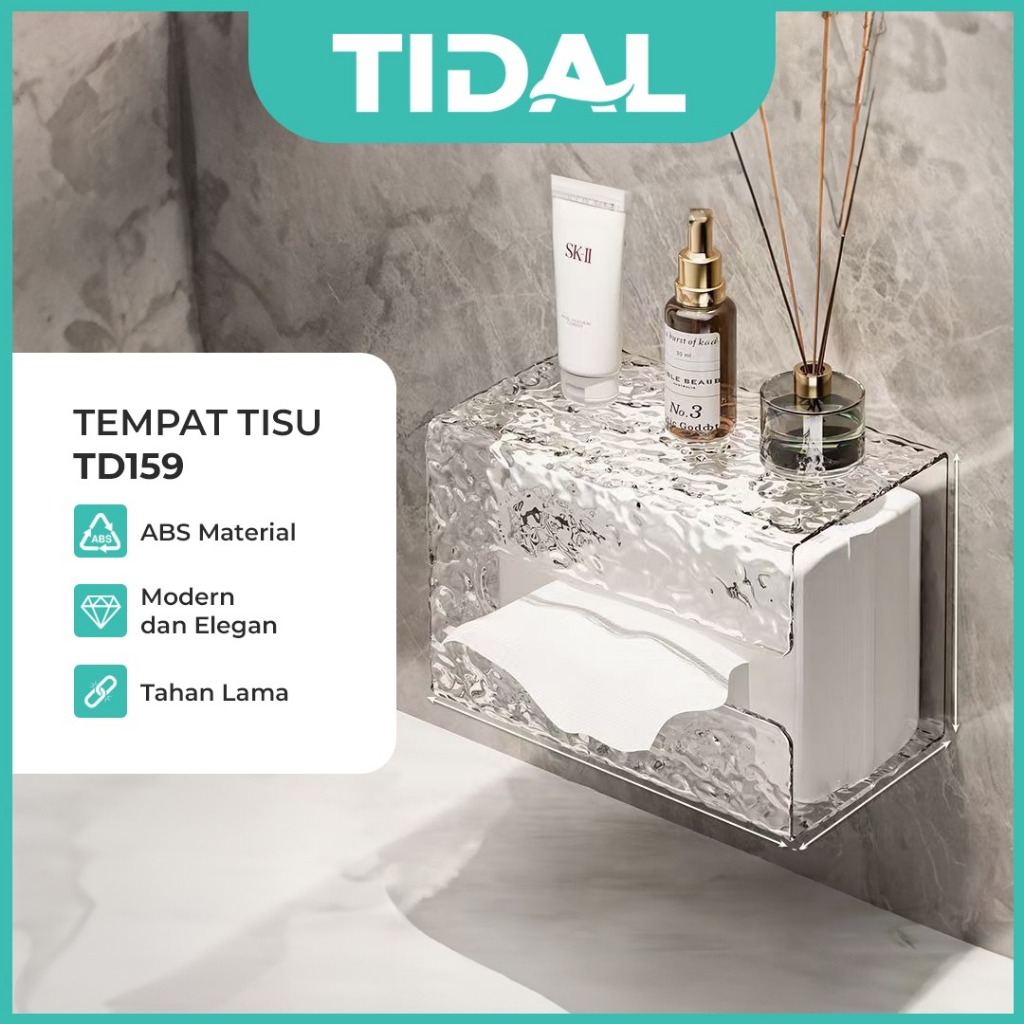 TIDAL Toilet Paper Holder Tempat Tissue Bermotif Glester Material ABS Kualitas Tinggi Menggunakan Pe