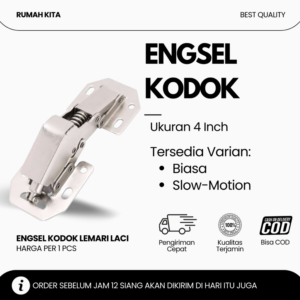 Engsel Kodok Pintu Kabinet 90 Derajat 4 Inch Biasa & Slow Motion