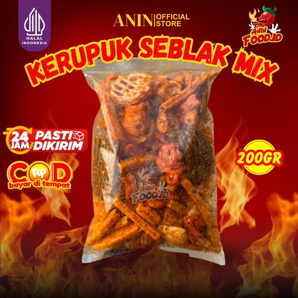

KERUPUK SEBLAK MIX PEDAS DAUN JERUK KEMASAN 200GRAM AninFood.id