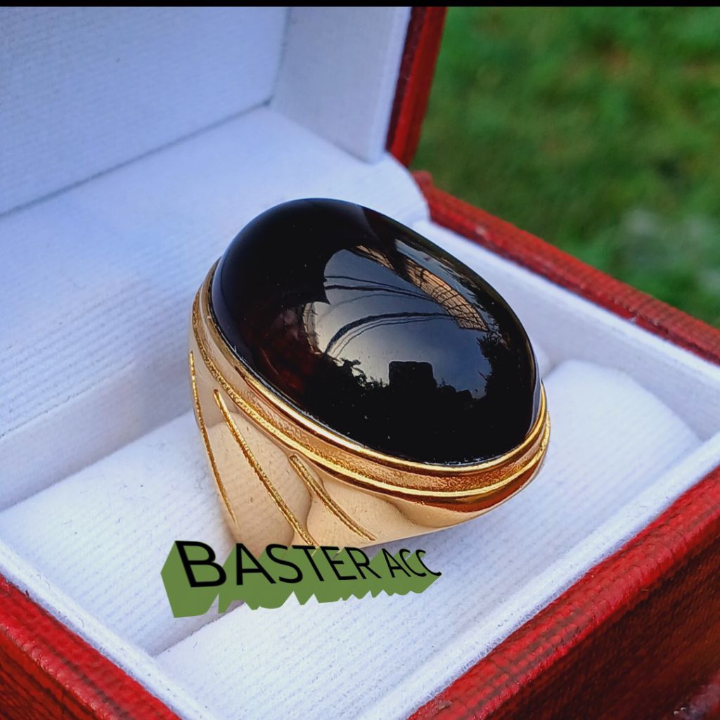 CINCIN BATU UKURAN JUMBO KECUBUNG WULUNG HITAM PEKAT TEMBUS SENTER