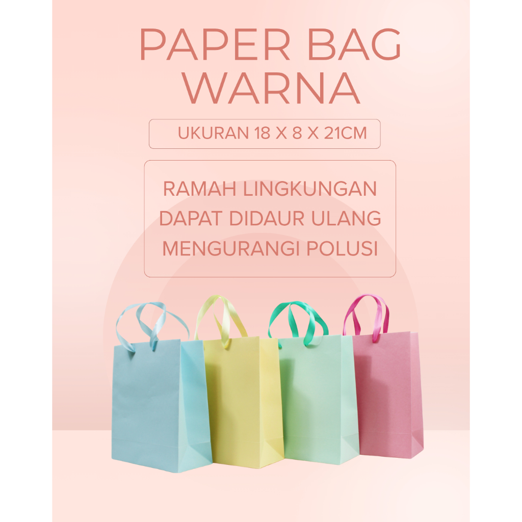 

Tas Kertas Polos 18 x 8 x 21 cm – Paper Bag Warna Go Green, Premium Look
