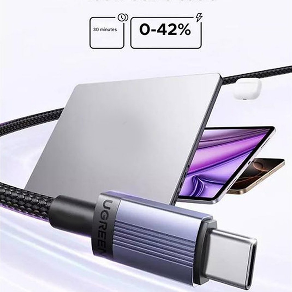UGREEN 65906 Kabel Data Pendek Type C To Type C PD Super Fast Charging 2.0 5A 240W 50CM Cable Tipe C