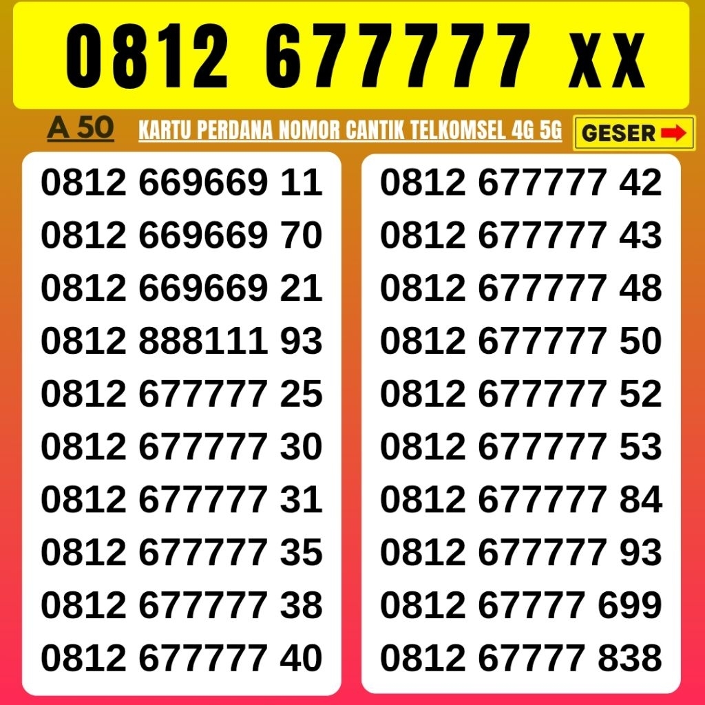 Nomor Cantik Simpati Telkomsel 4G 5G Kartu Perdana Telkomsel Simpati Nocan Simpati Nomer Cantik Telk