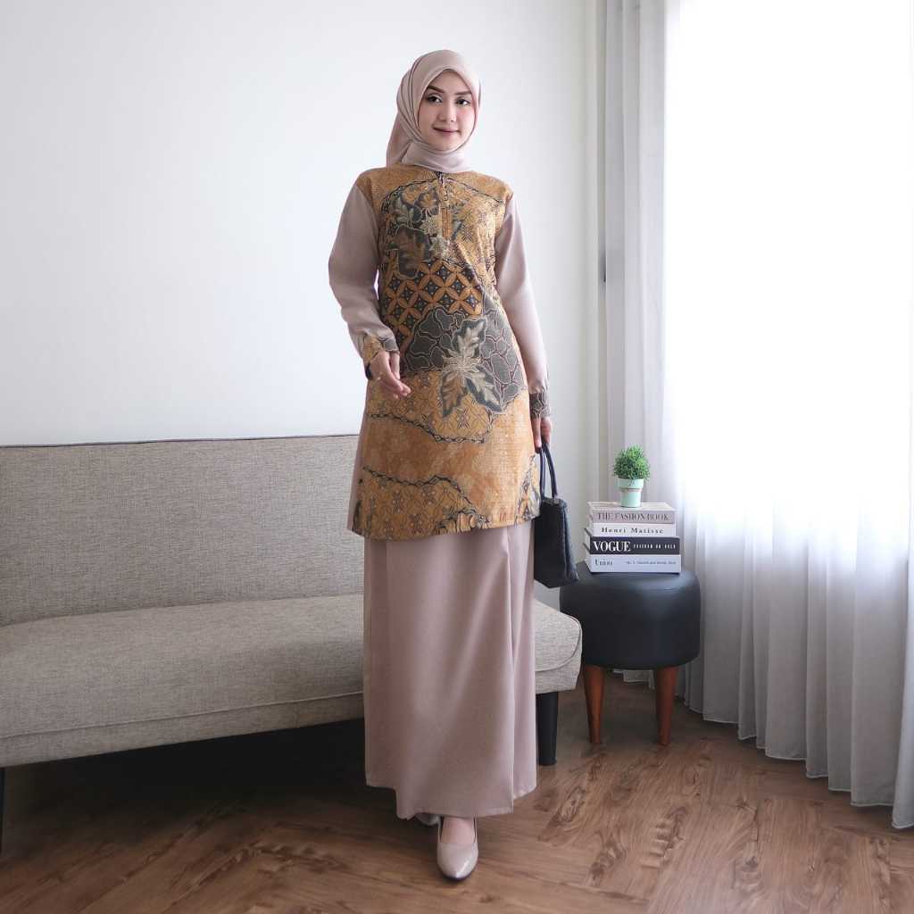 Stelan Rok Kurung Melayu Bahan Katun Toyobo Mix Batik Doby