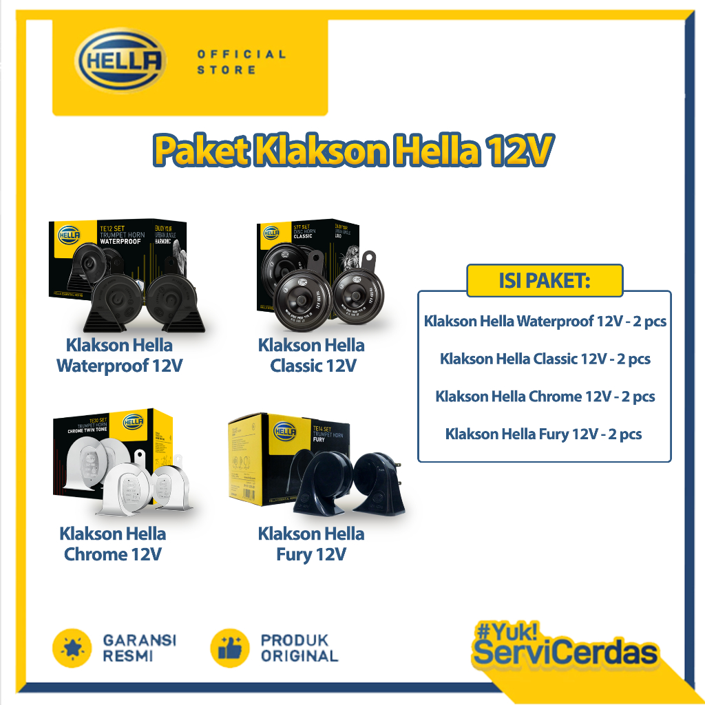 Paket Klakson Hella 12V - Klakson Mobil Motor