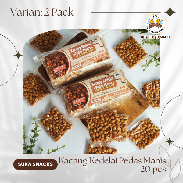 

[2 PACK] SS - KACANG KEDELAI PEDAS MANIS 20 PCS - DUA LEBAH MADU - KACANG KEDELAI - CAMILAN PEDAS