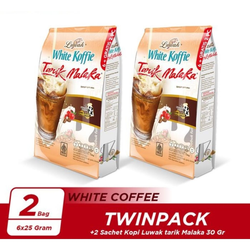 

Kopi Luwak White Koffie Tarik Malaka 2 Bag ( 6 x 25 ) gr