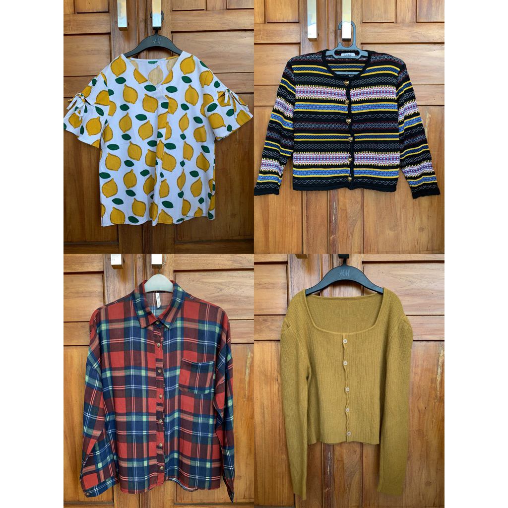 [UPDATE] PL Pribadi Atasan Blouse Kemeja Outer Wanita Vintage Motif Polos LD Standar - Jumbo UNIQLO 