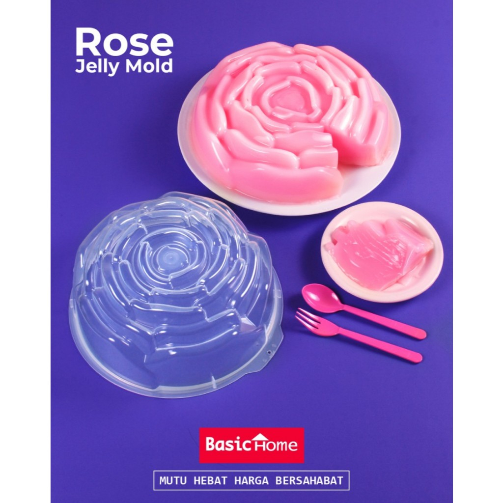 Cetakan Puding Jelly Bentuk Bunga Rose Basic Home by Lion Star (BJM-1) - Cetakan Agar Cup Plastik