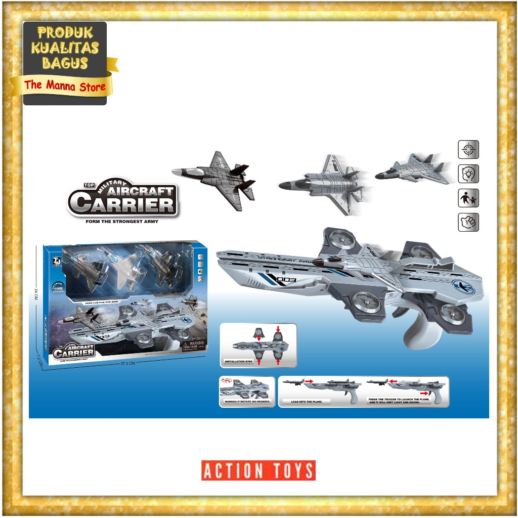 MILITARY AIRCRAFT CARRIER LAUNCH PLANE Action Toys Mainan Anak Kualitas Bagus