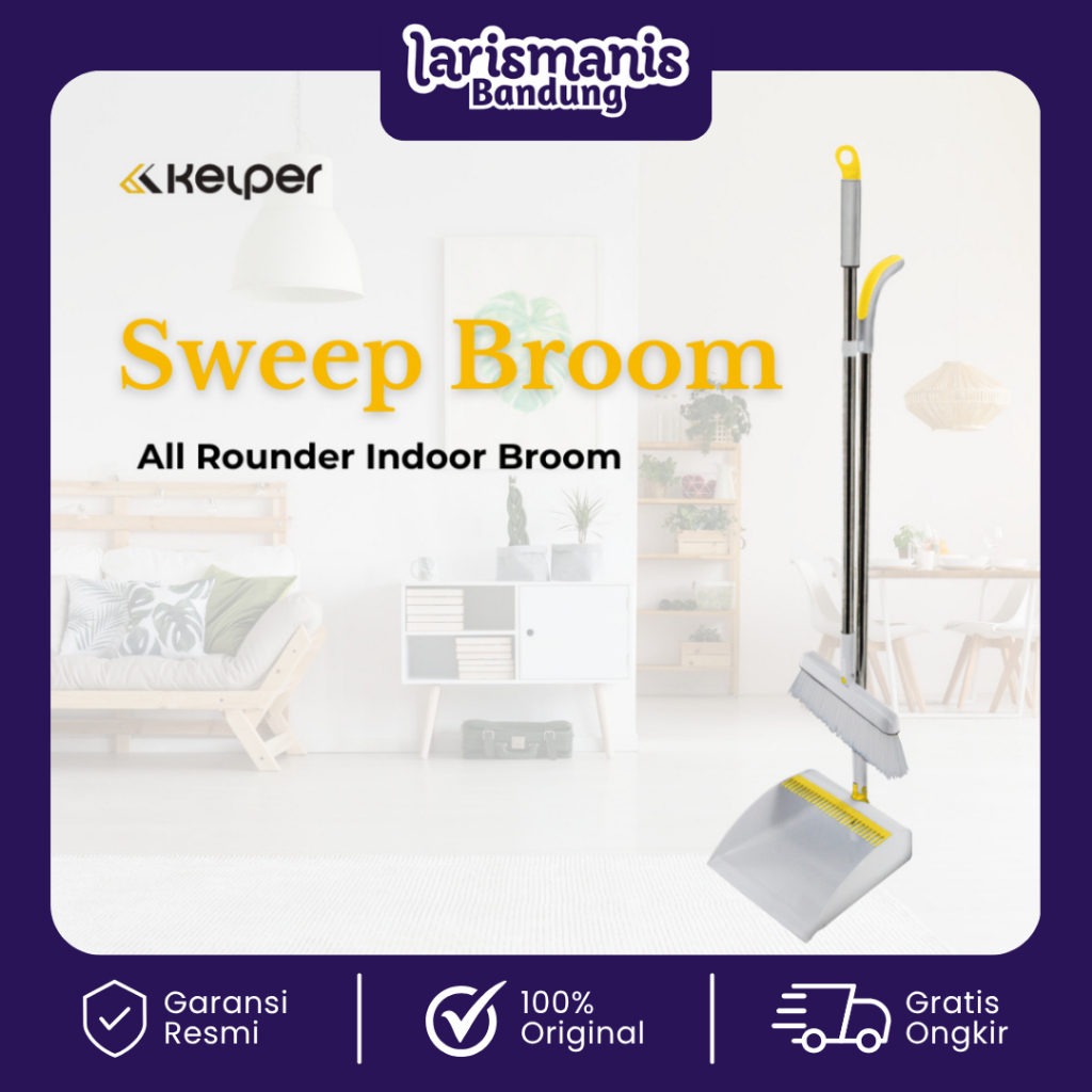 Kelper Sweep Broom Sapu Set Pengki Lipat Alat Pembersih Lantai Serok Rambut