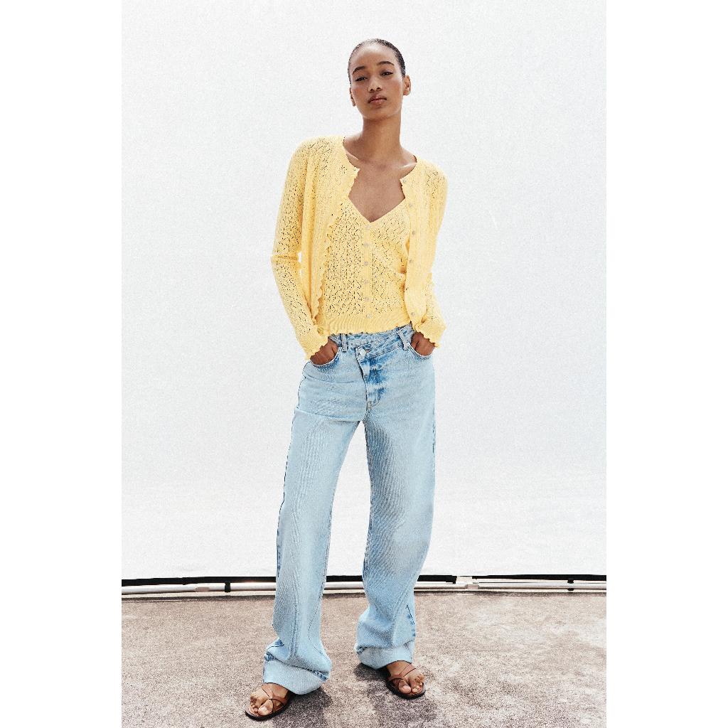 ZARA TOP RAJUTAN POINTELLE RIMPEL