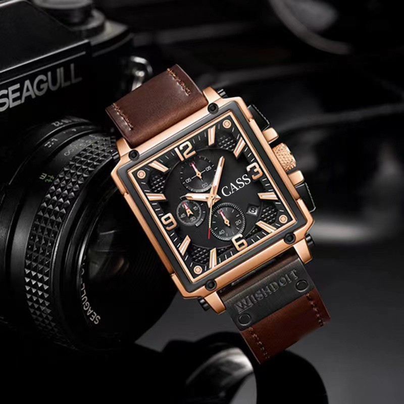 JAM TANGAN PRIA  JAM TANGAN WANITA JAM TANGAN PRIA DENGAN DIAL BESAR, TALI KULIT ASLI, DAN TAHAN AIR