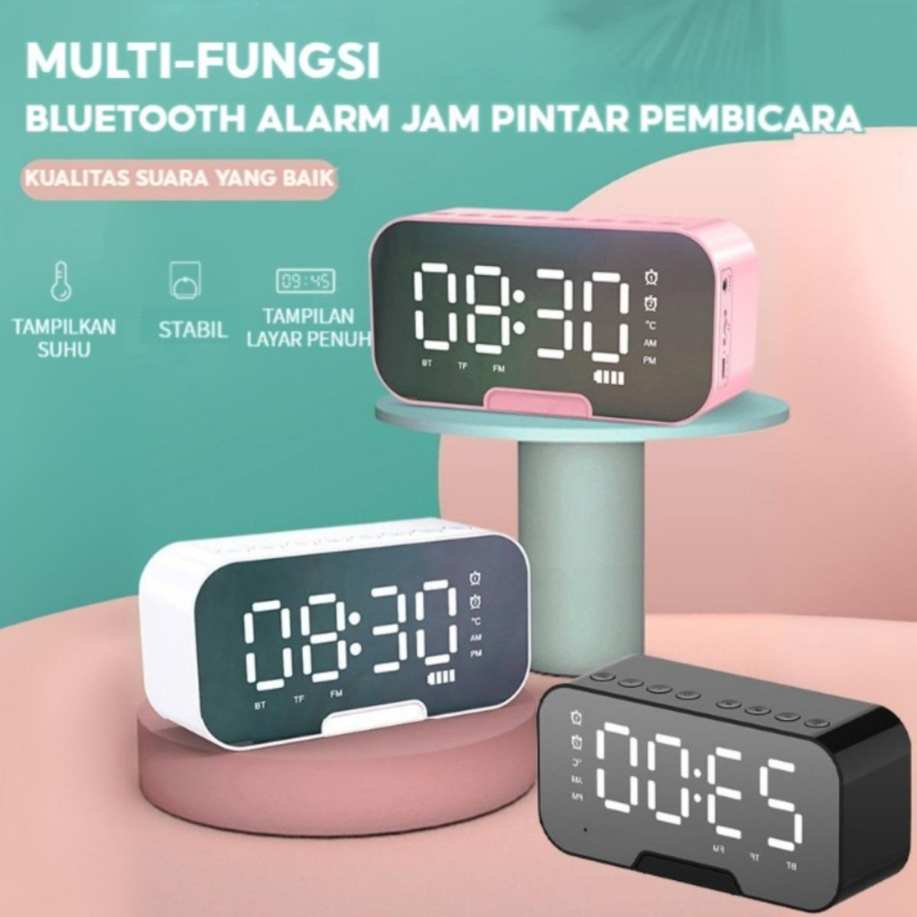 Spiker bass bluetooth Radio Display Mirror LED Alarm Bluetooth 5.0 Speaker Viqoo Ultra