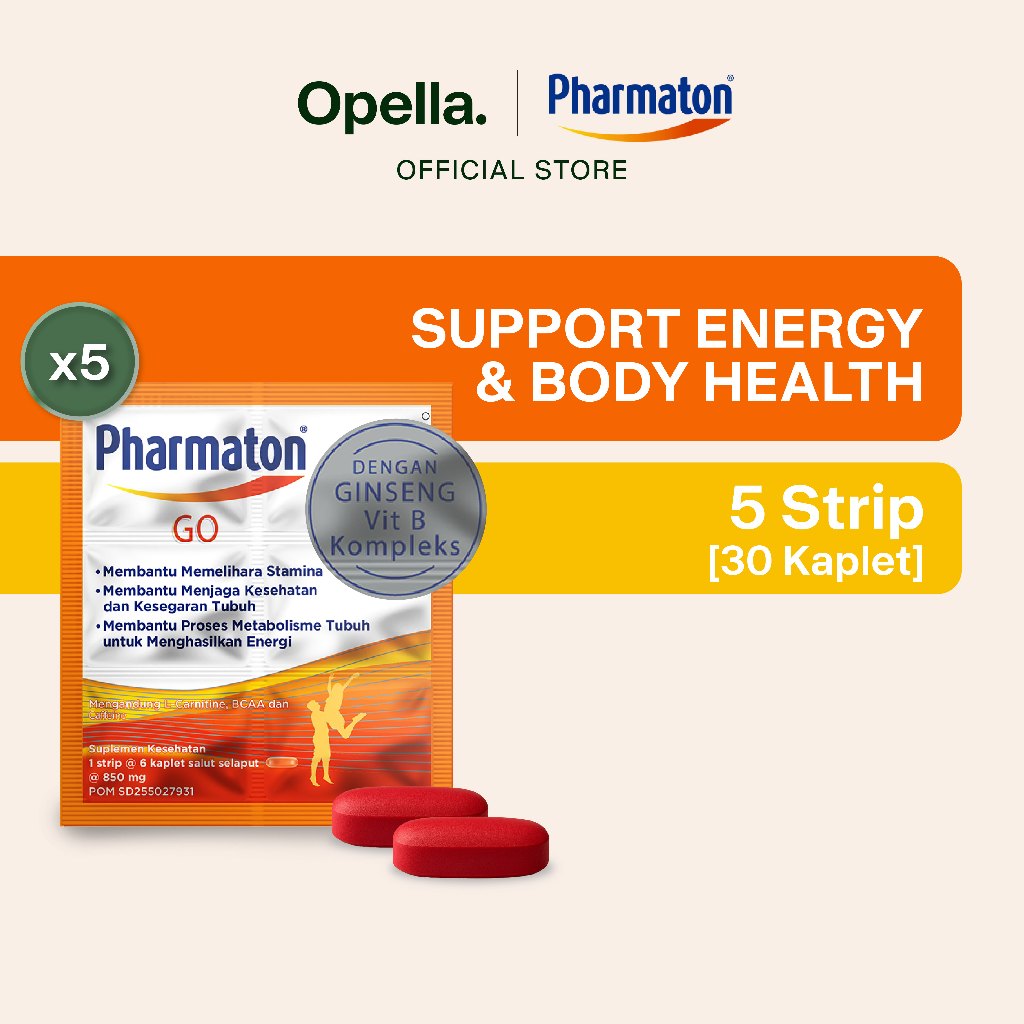 Pharmaton GO 30 Capsules Free 6 Capsule - Multivitamin Tambah Energi dan Daya Tahan Tubuh