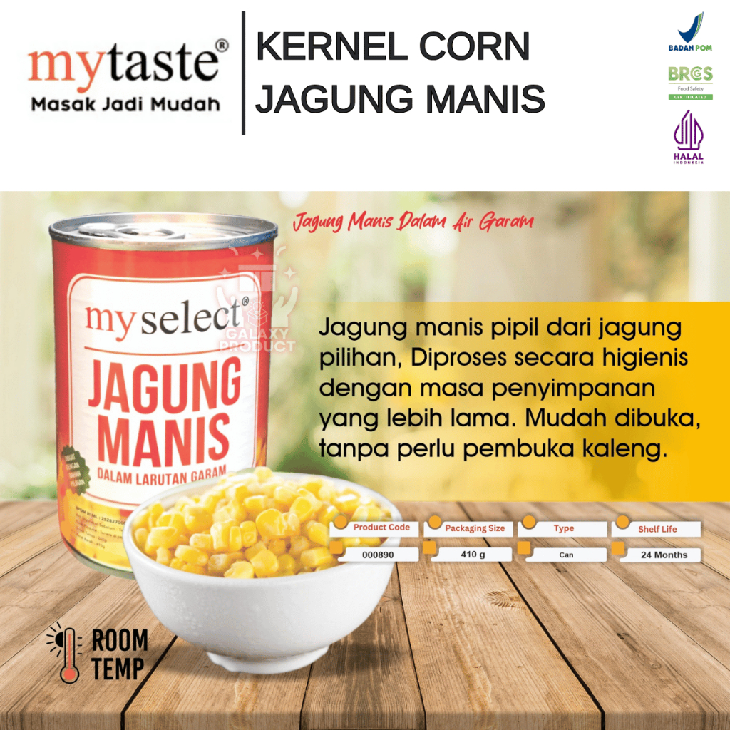 

MY TASTE WHOLE KERNEL CORN - JAGUNG MANIS DALAM AIR GARAM