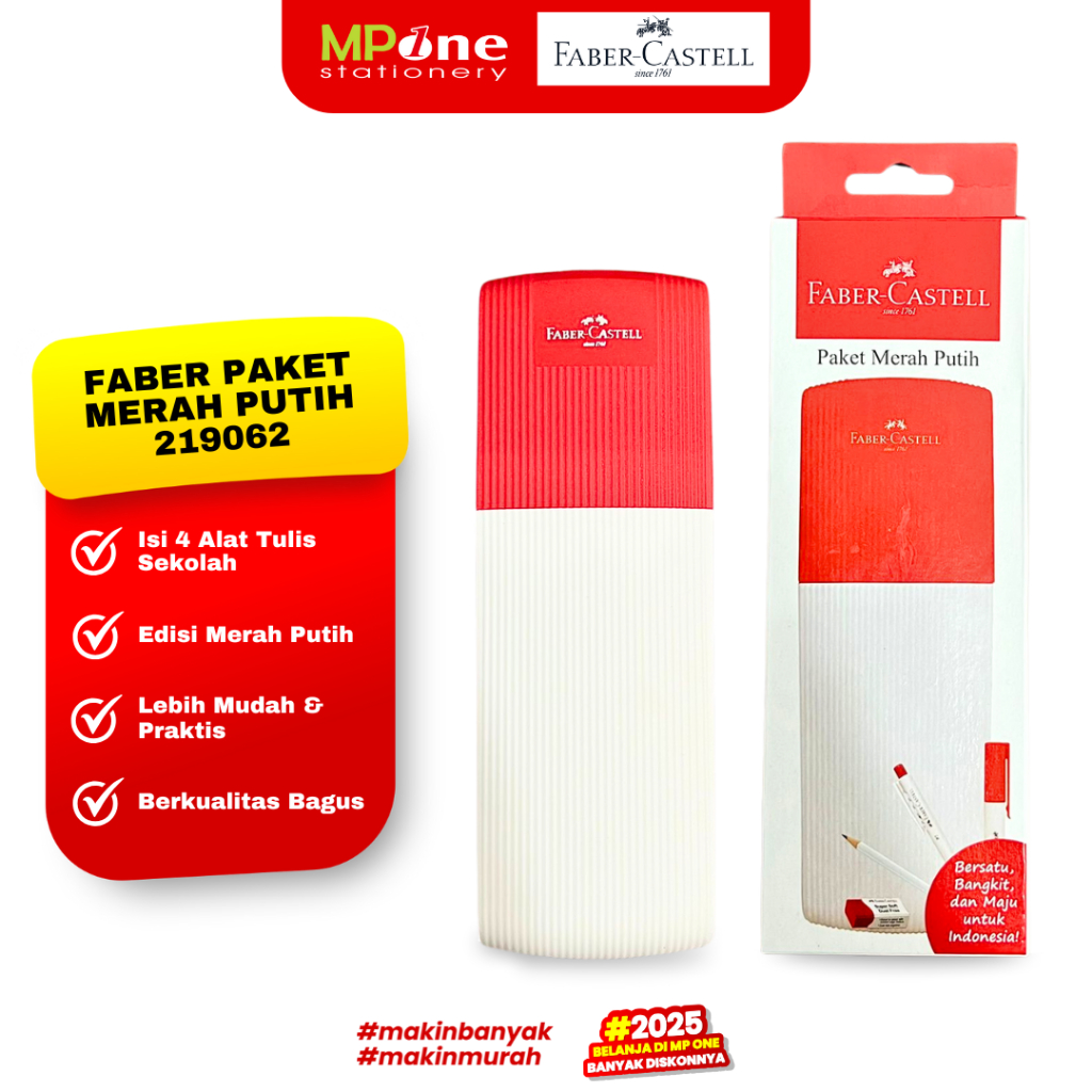 

Faber Castell Paket Ujian Edisi Merah Putih 4 in 1 219062 / Pensil Case Set / Paket Alat Tulis FABER