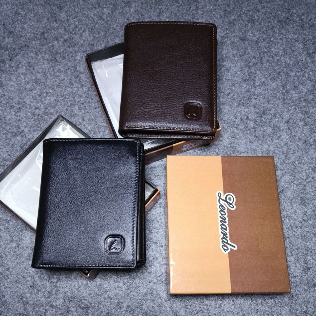 Dompet Kulit Lipat Buku Pria LEONARDO LN-909 || Dompet Kulit Sapi Miling LEONARDO