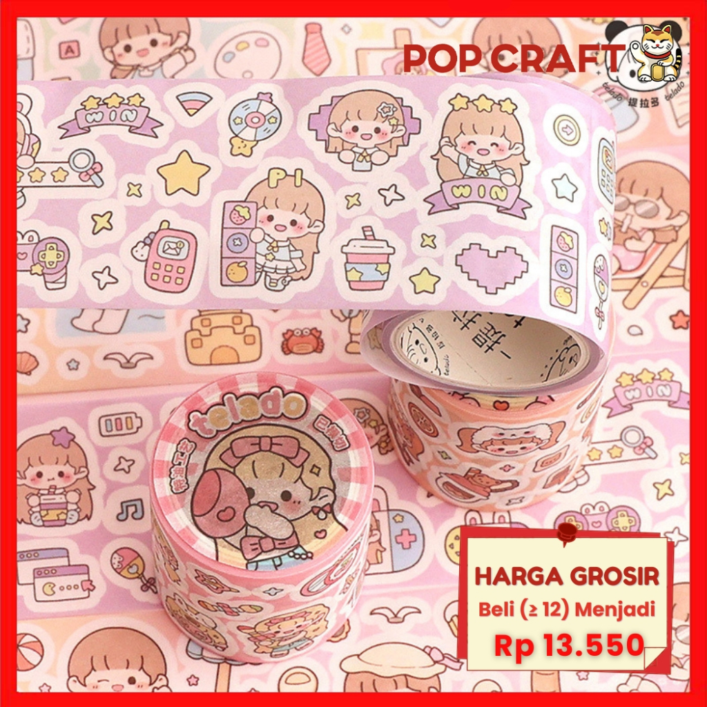 

PC Washitape Roll 3M Dodogirl Summer Life Sudah Cutting DIY Jurnal Stiker Roll Dekoratif Cute TLD133