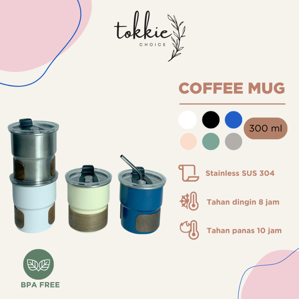 Tokkie Gelas Kopi Mug Kopi Coffee Mug Mini Mug Stainless Tahan Panas Tahan Dingin Gelas Sedotan