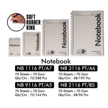 

V-TEC NOTEBOOK TYPE NB PUTIH UKURAN A7, A6, A5, B5