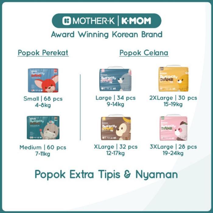 K-MOM / Kmom Dual Story Diaper Pampers Popok Bayi Tipe Celana Large34 ( L34 )