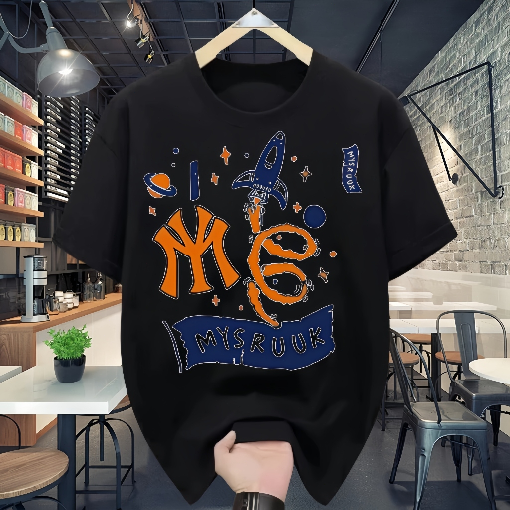 Kemeja T Bercetak Huruf dengan Gaya Sains Fiksi